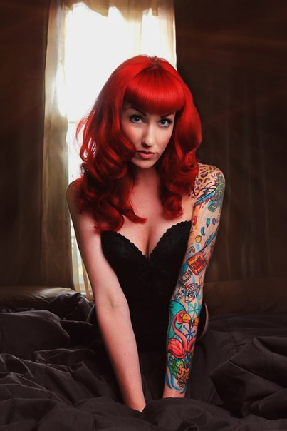 Red-Haired Pin Up Girl tattoo design