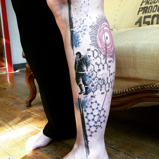 Chemistry Leg tattoo Trash Polka Style - Best Tattoo Ideas Gallery