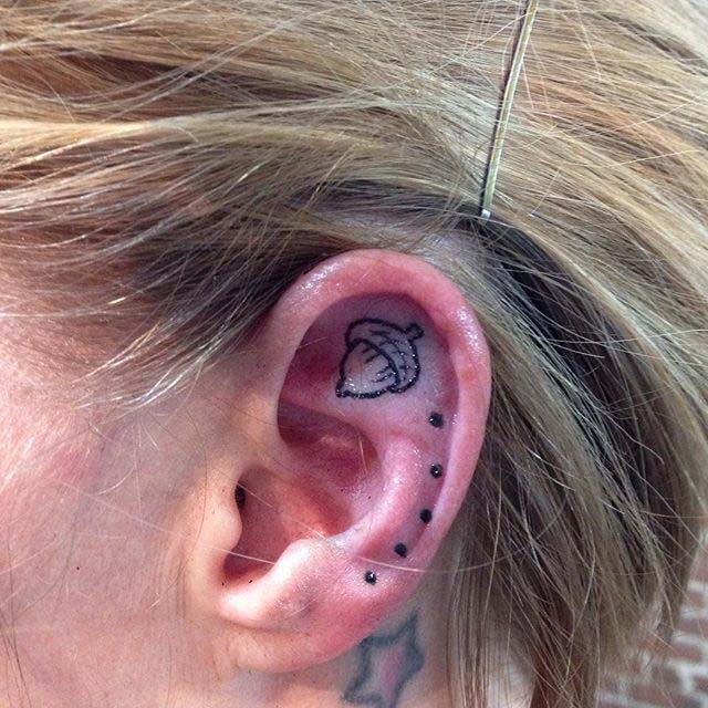 Acorn Ear Tattoo by beckz_m
