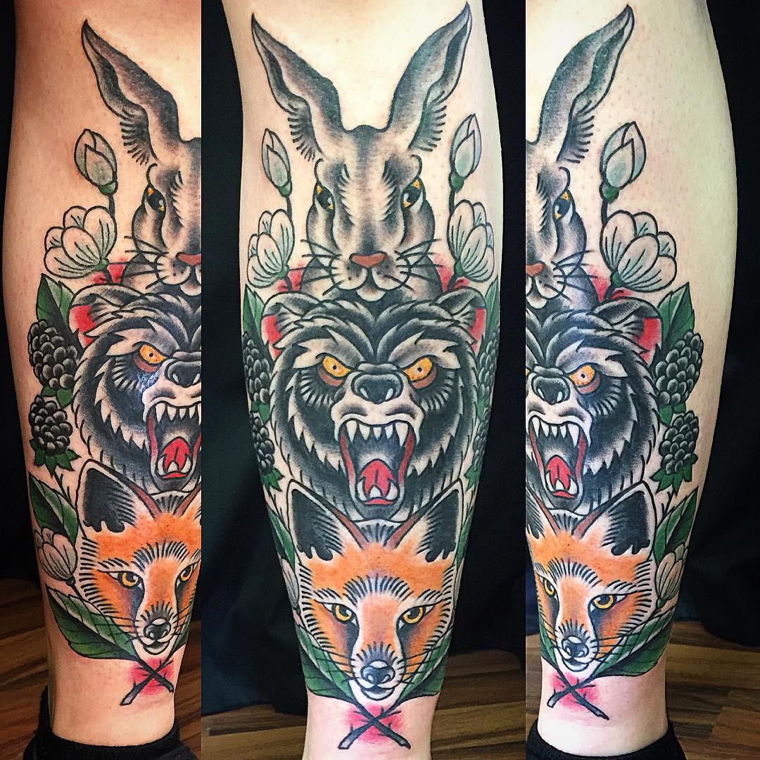 Animalistic Shin Tattoo by followtheserpent