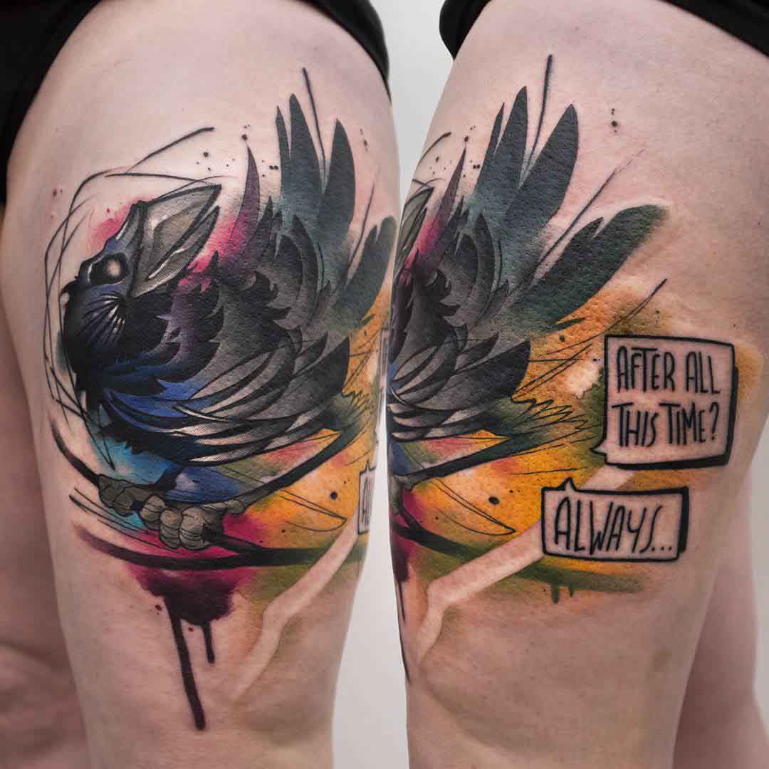crow tattoo on shoulder