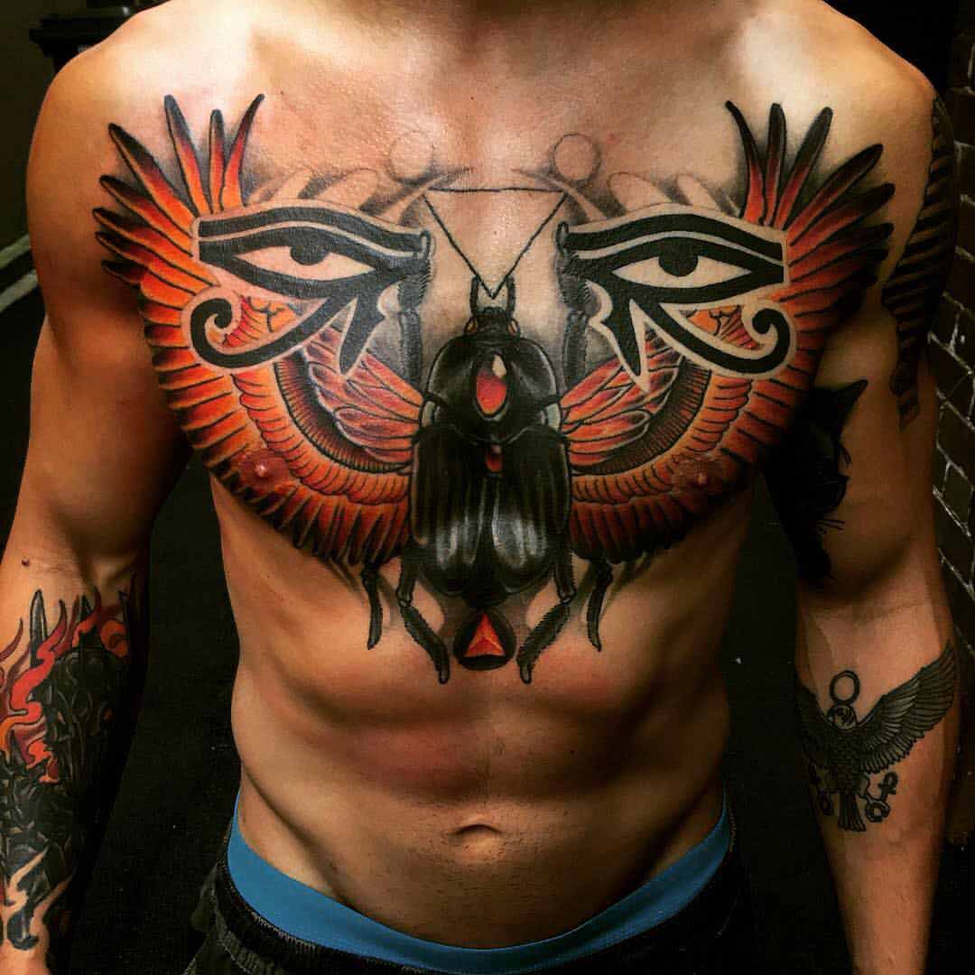 chest tattoo egyptian scarab