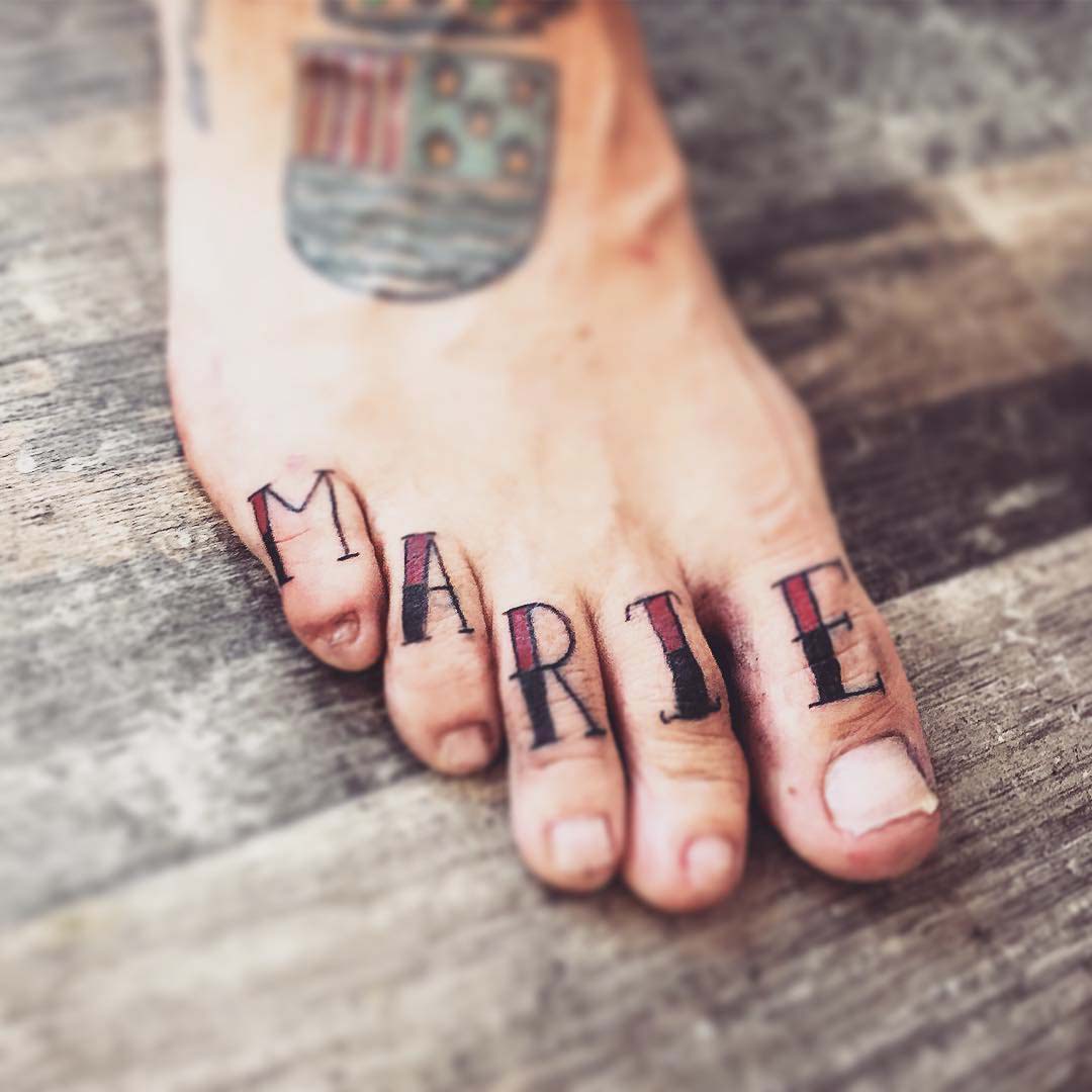 Marie Name Tattoo on Toes - Best Tattoo Ideas Gallery