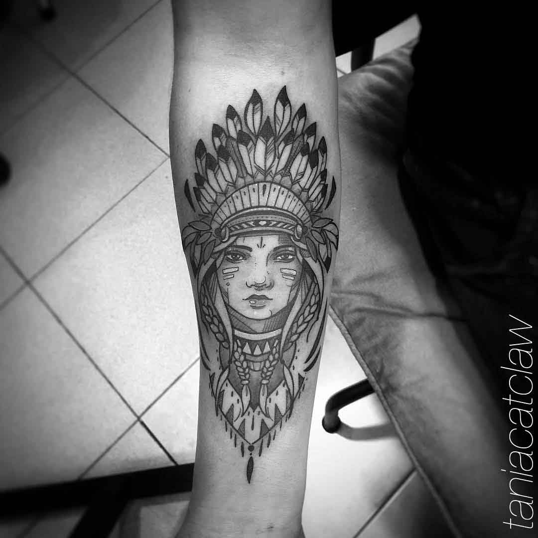 arm tattoo indian girl portrait
