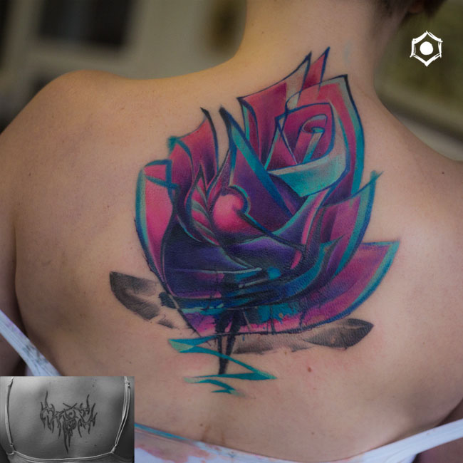 back rose tattoo cover up
