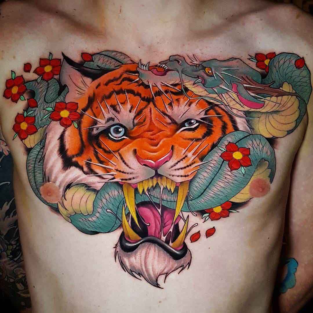 Tattoo uploaded by Tanya Grishankova • Tiger vs lion • Tattoodo