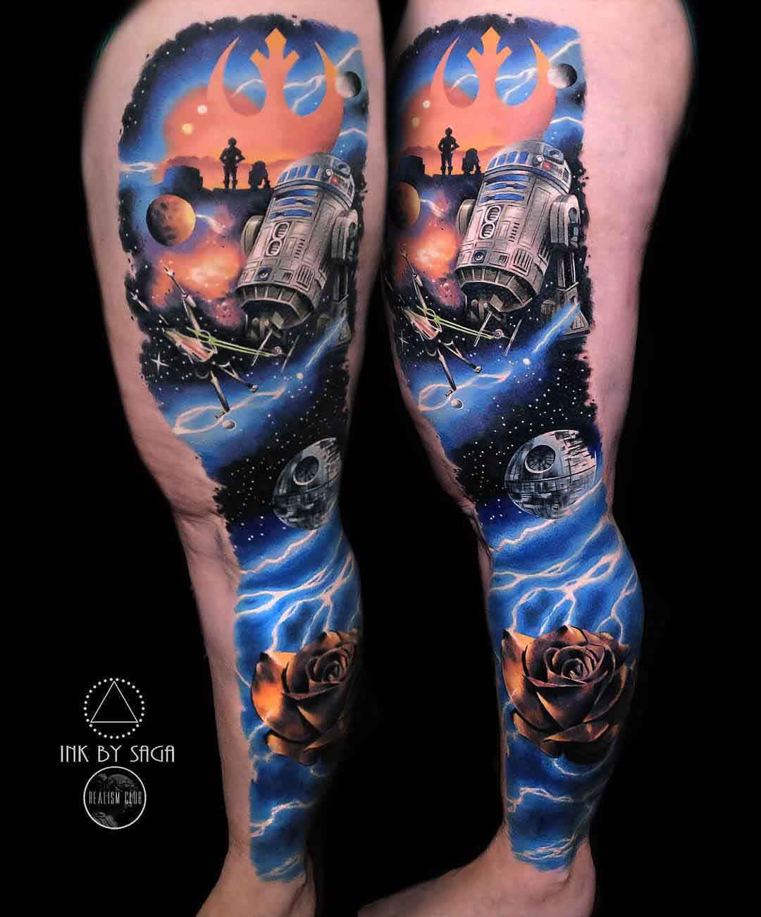 leg sleeve star wars tattoo