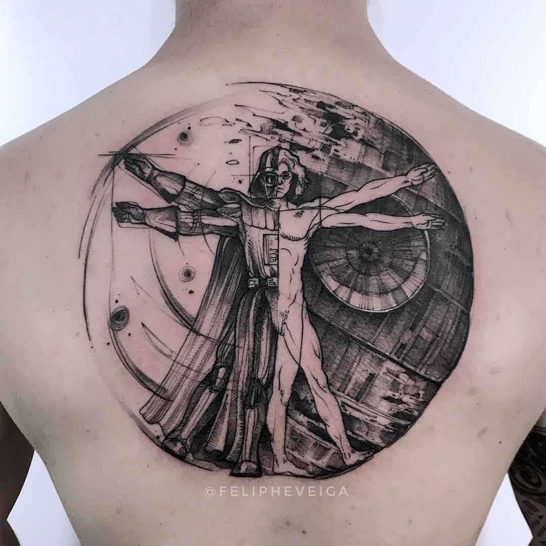 star wars art tattoo vetruvian da vinci