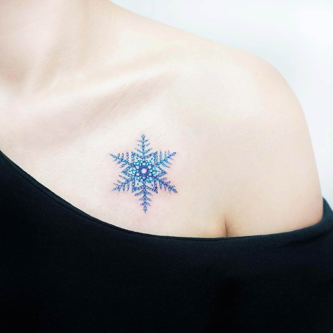 collar bone tattoo snowflake