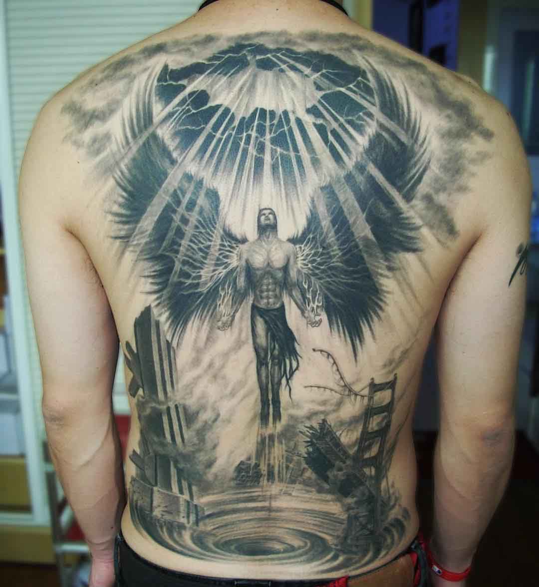 back tattoo angel