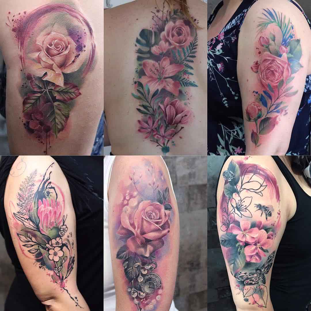 Розы Акварельная техника тату