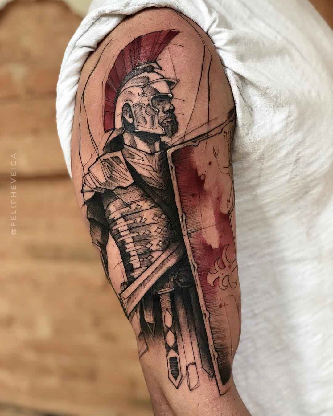 shoulder tattoo roman soldier