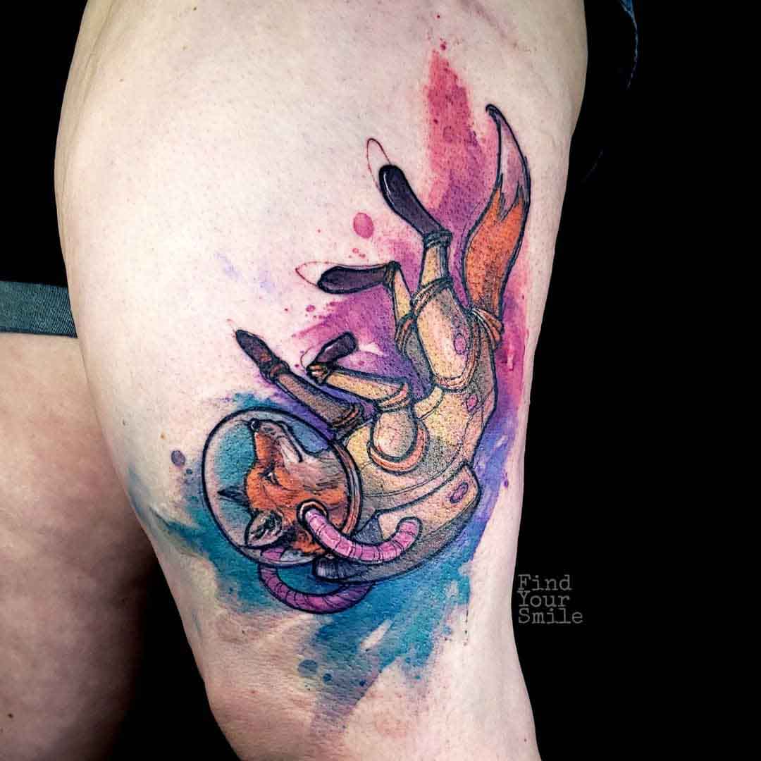 watercolor fox tattoo