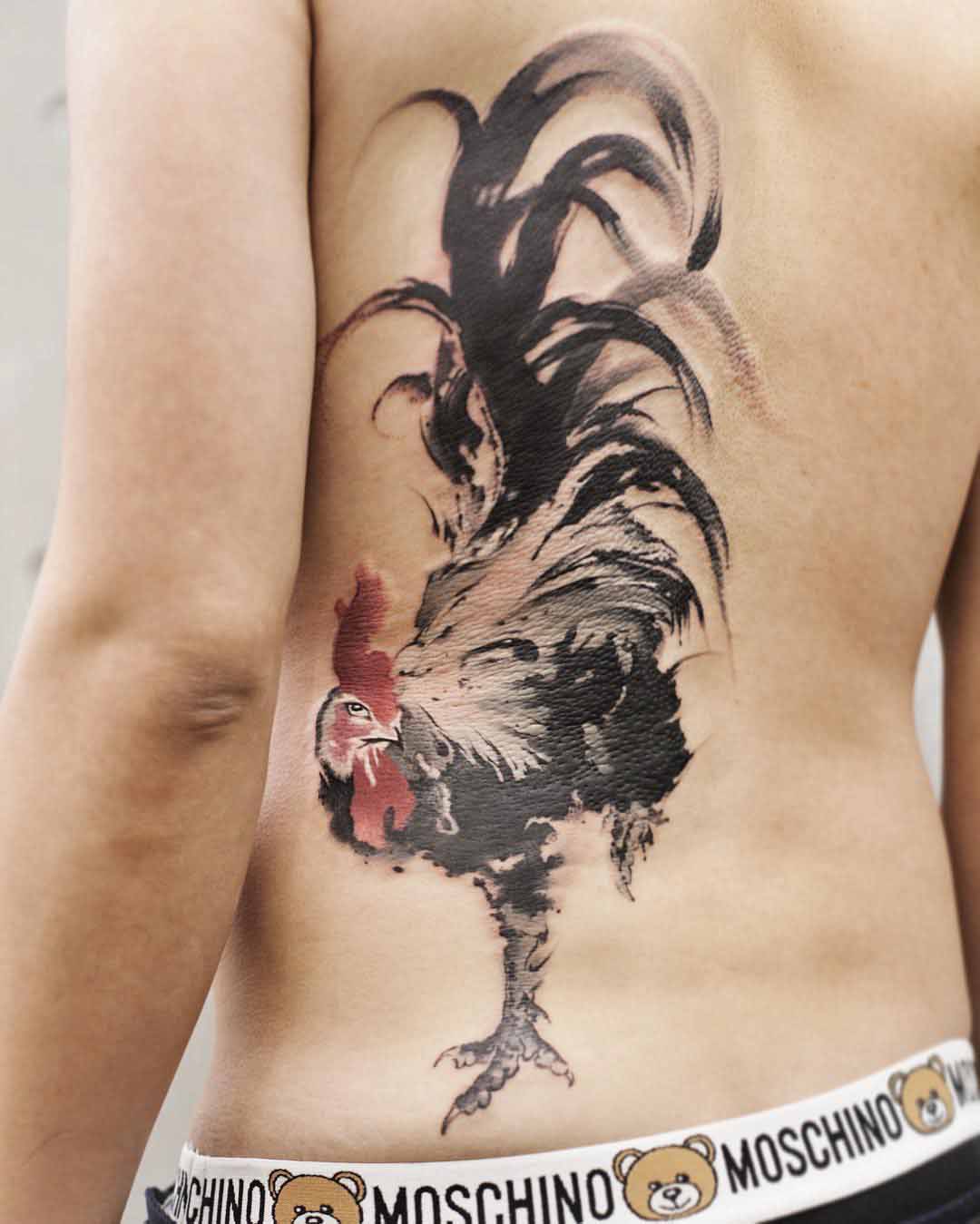 back tattoo rooster